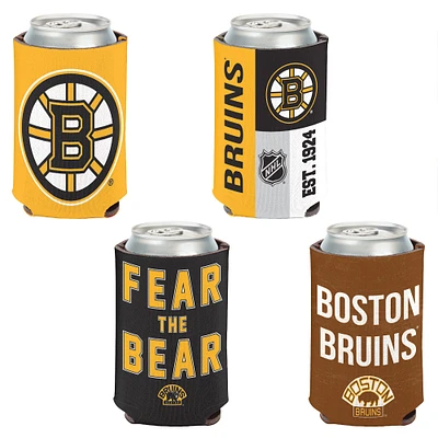 WinCraft Bruins de Boston, paquet de 4, 12 oz. Ensemble refroidisseur de canettes