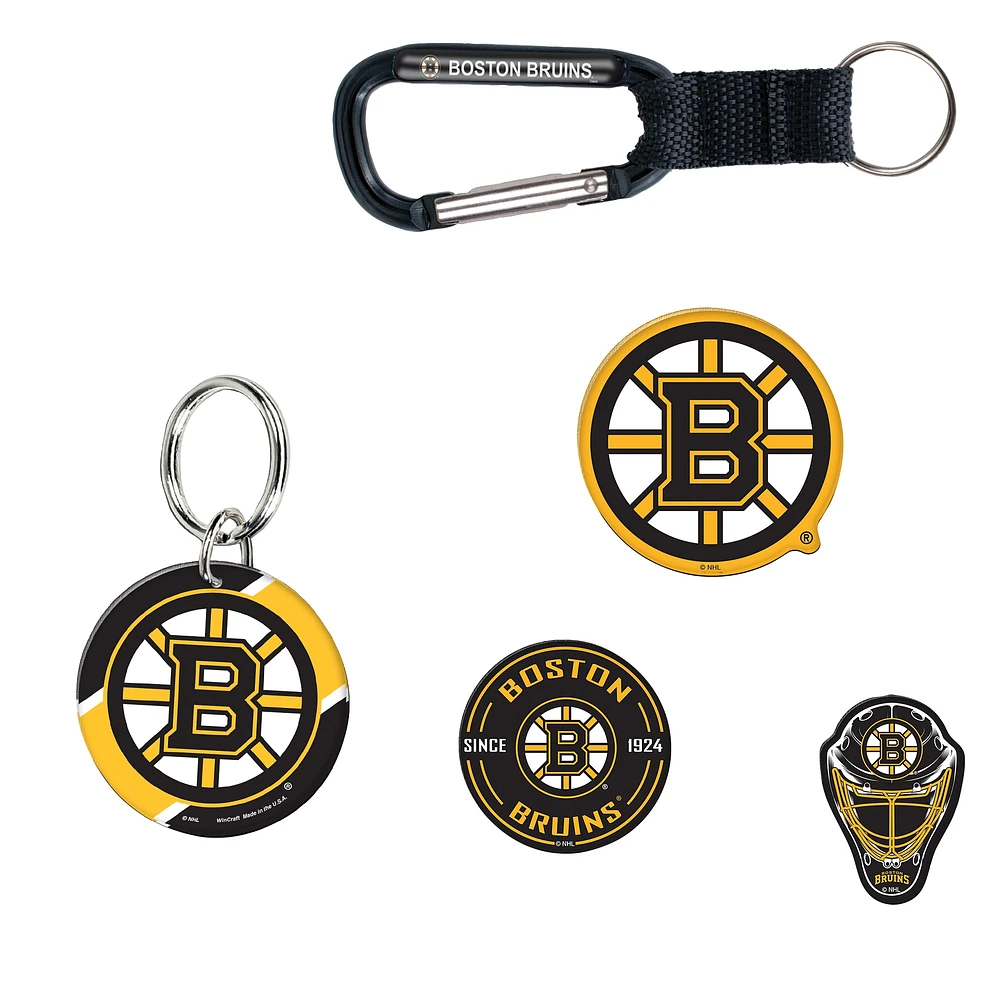 Lot de 5 porte-clés et aimants pour réfrigérateur WinCraft Boston Bruins