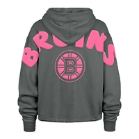 Women's '47 Gray Boston Bruins Bright Side Venice Cropped Pullover Hoodie