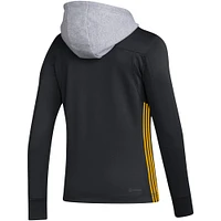 Women's adidas Black Boston Bruins Refresh Skate Lace AEROREADY Pullover Hoodie