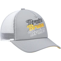 Casquette snapback en mousse Boston Bruins adidas pour femme, gris/blanc