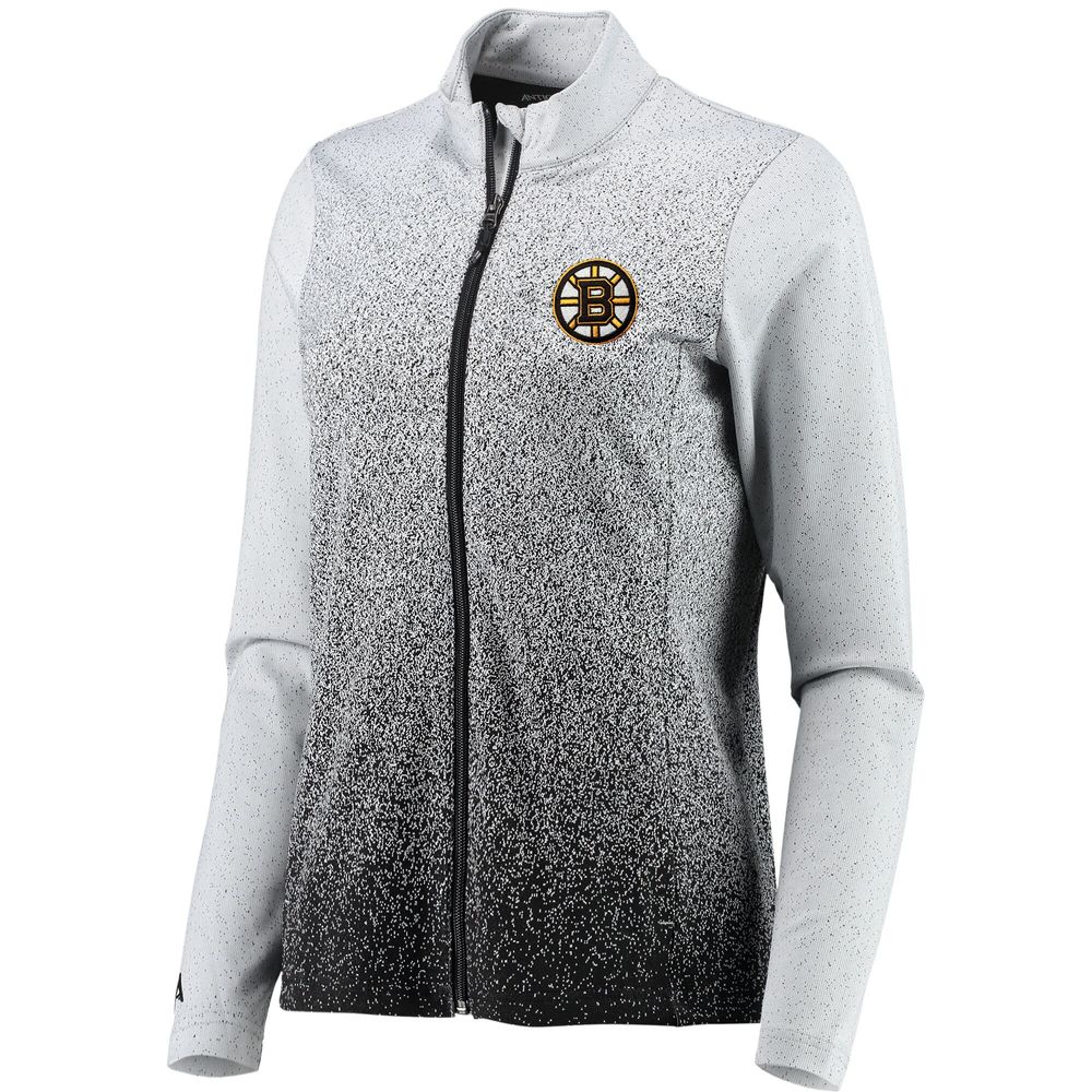 Women's Antigua White/Black Boston Bruins Guide Desert Dry Full-Zip Jacket