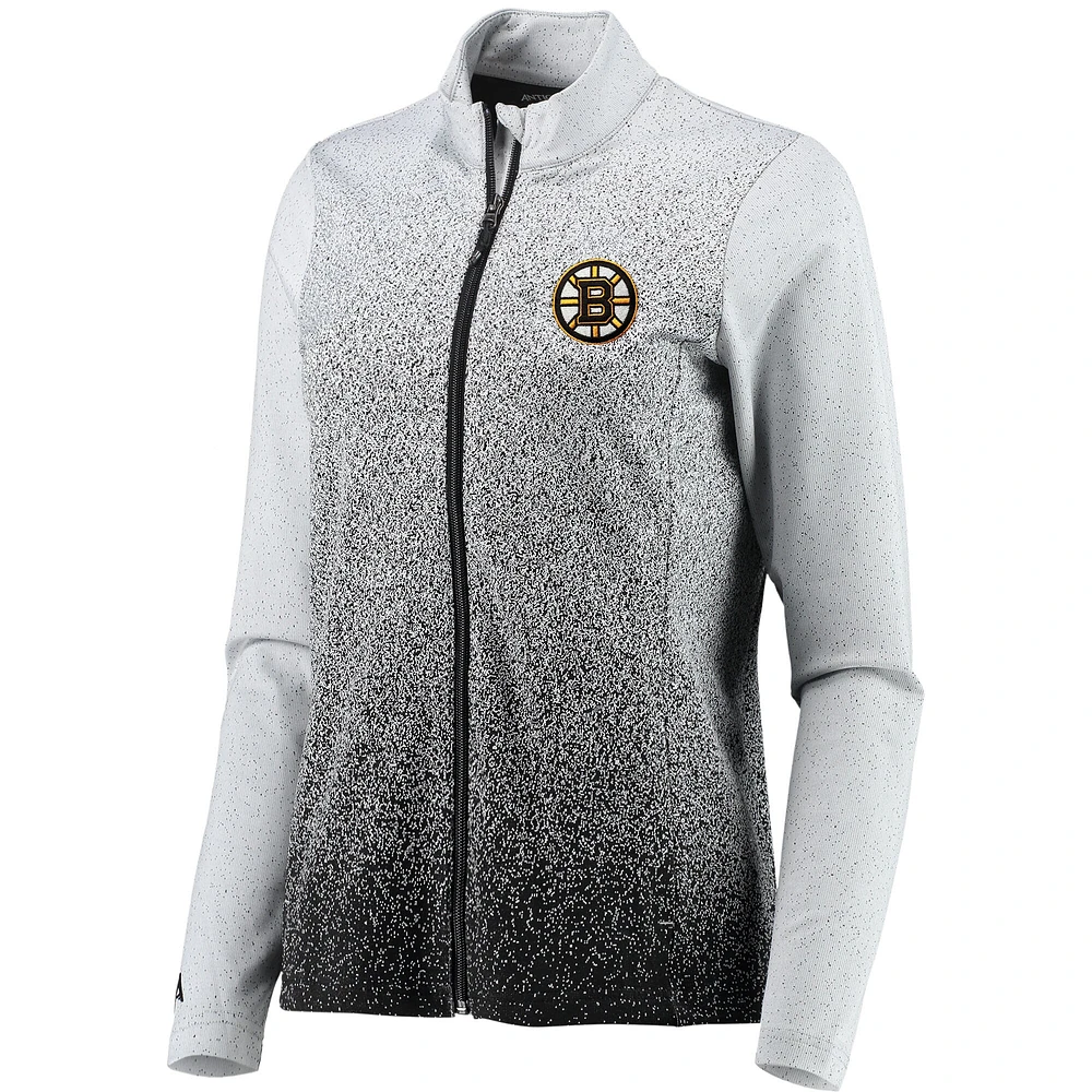 Women's Antigua White/Black Boston Bruins Guide Desert Dry Full-Zip Jacket