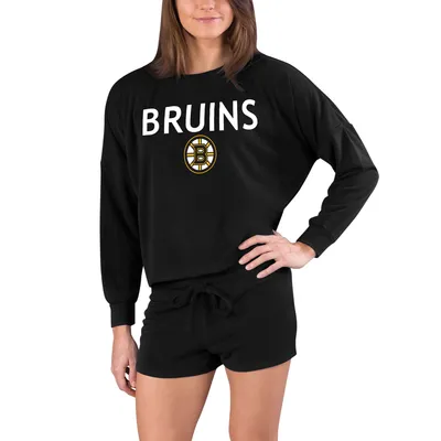 Boston Bruins Concepts Sport Women's Gather Long Sleeve Top & Shorts Set - Black