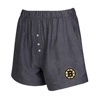 Women's Concepts Sport  Charcoal Boston Bruins Two-Pack Boxer Shorts Set
