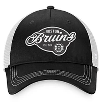 Women's Fanatics Black/White Boston Bruins Fundamental Trucker Adjustable Hat