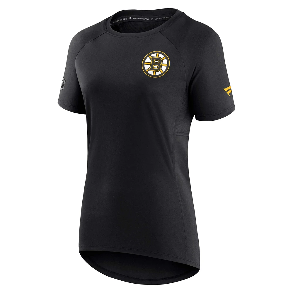 Women's Fanatics Black Boston Bruins Authentic Pro Rink Raglan Tech T-Shirt