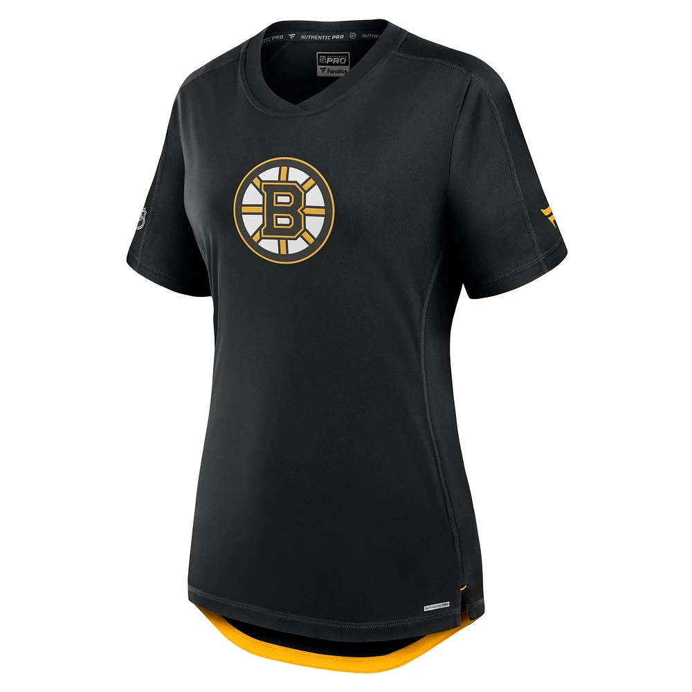 T-shirt technique authentique Pro Rink des Bruins de Boston Fanatics pour femme, noir