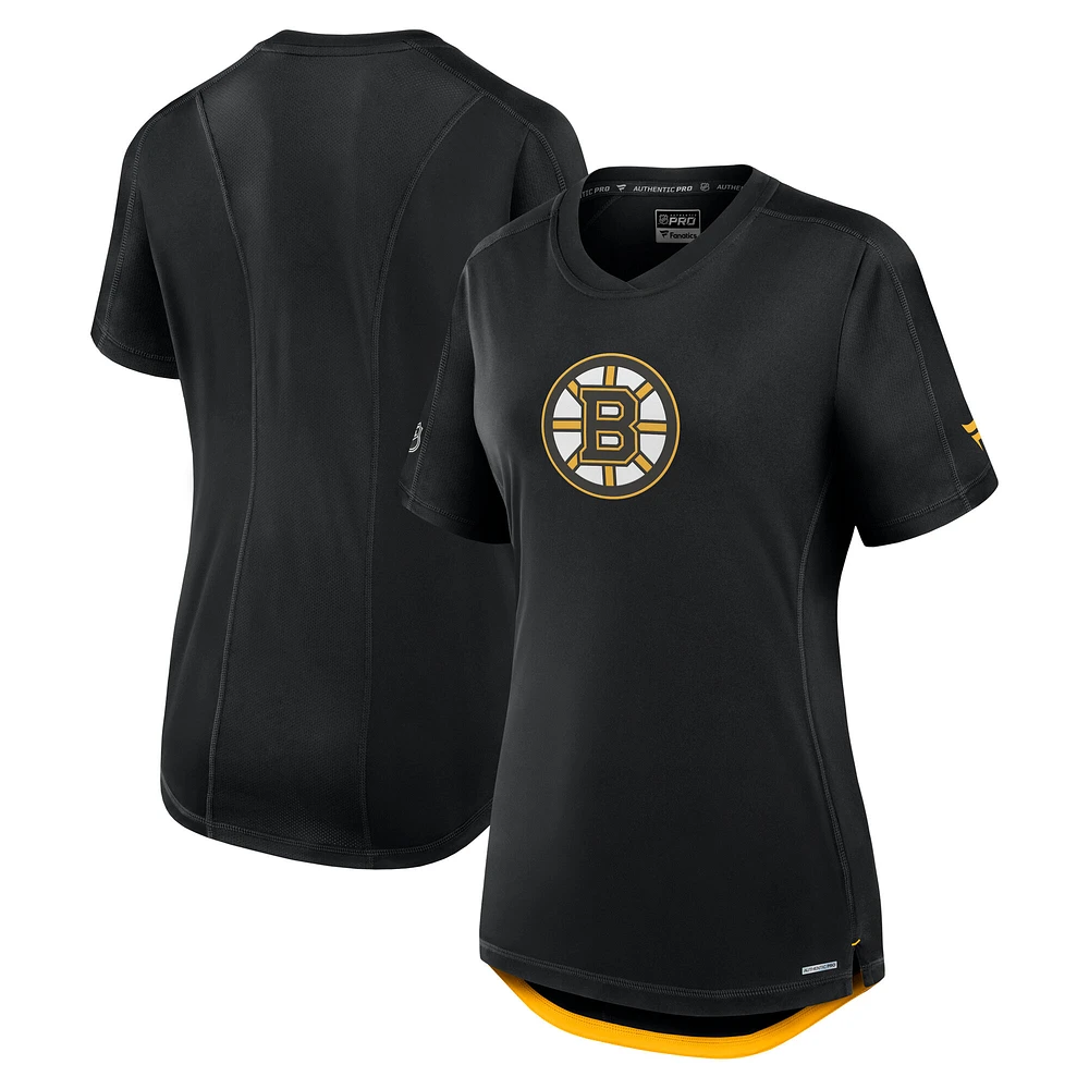 T-shirt technique authentique Pro Rink des Bruins de Boston Fanatics pour femme, noir