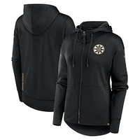 Women's Fanatics Black Boston Bruins Authentic Pro Scuba Neck Full-Zip Hoodie
