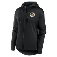 Women's Fanatics Black Boston Bruins Authentic Pro Scuba Neck Full-Zip Hoodie