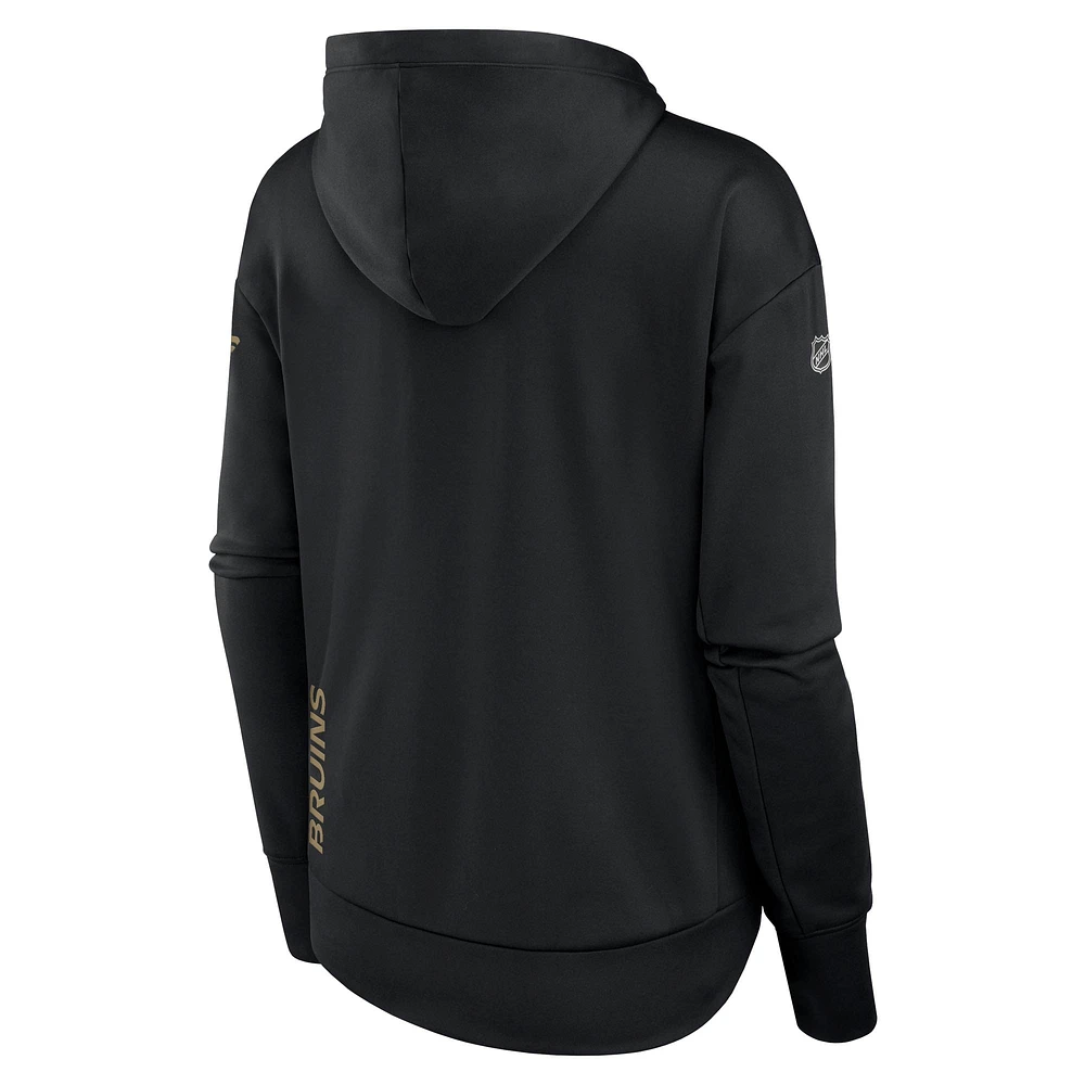 Women's Fanatics Black Boston Bruins Authentic Pro Scuba Neck Full-Zip Hoodie