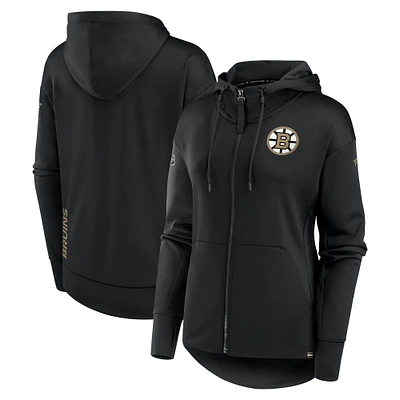 Women's Fanatics Black Boston Bruins Authentic Pro Scuba Neck Full-Zip Hoodie