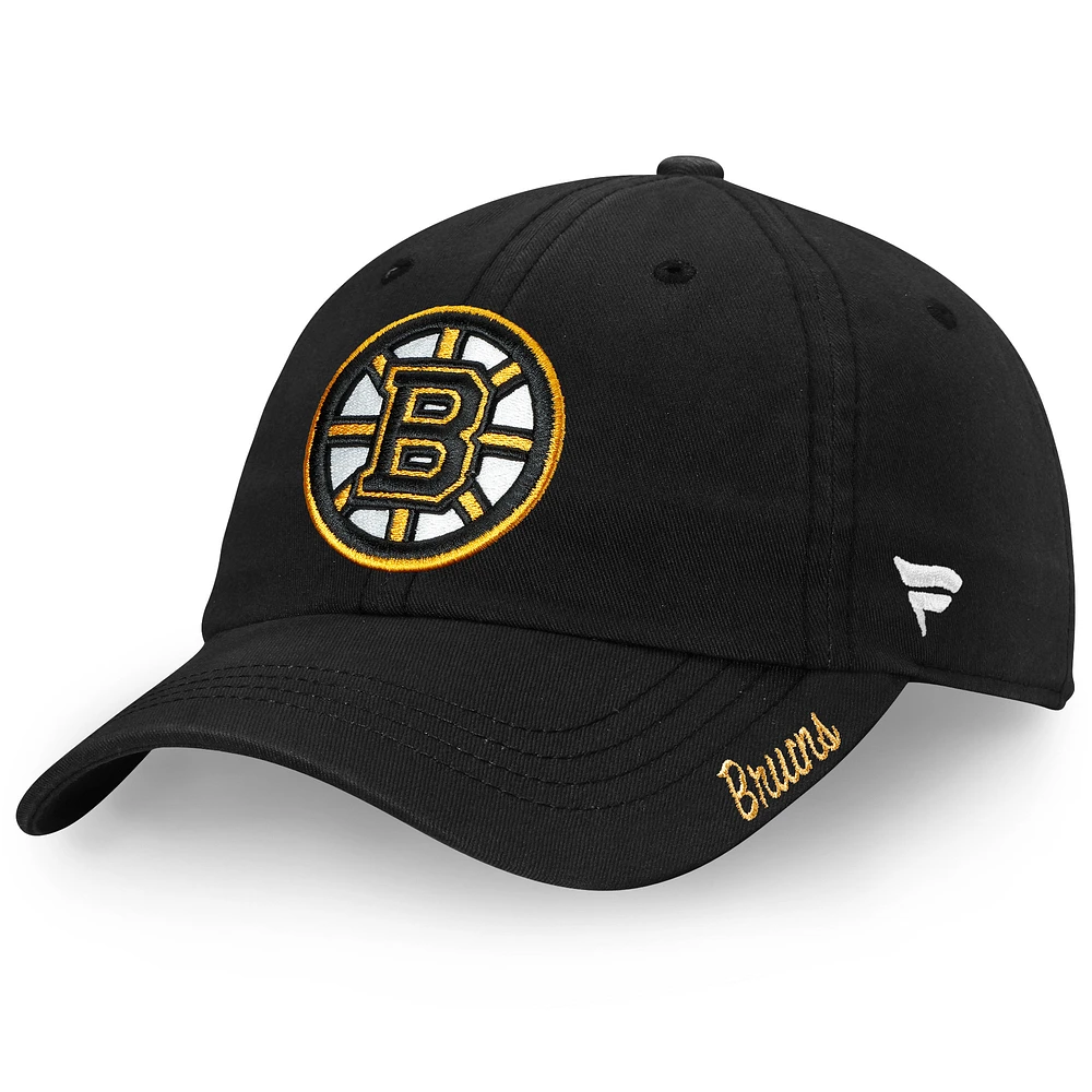 Casquette réglable noire avec logo principal des Bruins de Boston Fanatics pour femmes