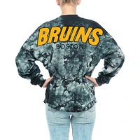 Women's Fanatics Black Boston Bruins Crystal-Dye Long Sleeve T-Shirt