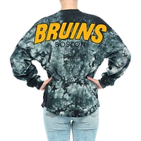 Women's Fanatics Black Boston Bruins Crystal-Dye Long Sleeve T-Shirt