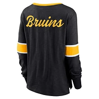 Women's Fanatics Black Boston Bruins Effervescent Exclusive Lace-Up Long Sleeve T-Shirt