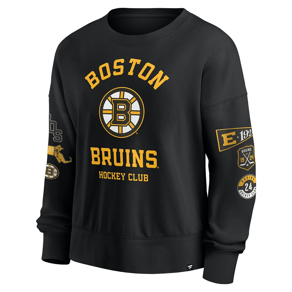 Women's Fanatics Black Boston Bruins Go Team Pullover Sweatshirt