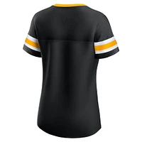 Women's Fanatics Black Boston Bruins Iconic Athena Lace-Up T-Shirt