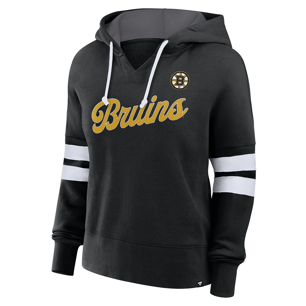 Women's Fanatics Black Boston Bruins Oversized Seize Pullover Hoodie