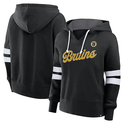 Women's Fanatics Black Boston Bruins Seize Fleece Pullover Hoodie