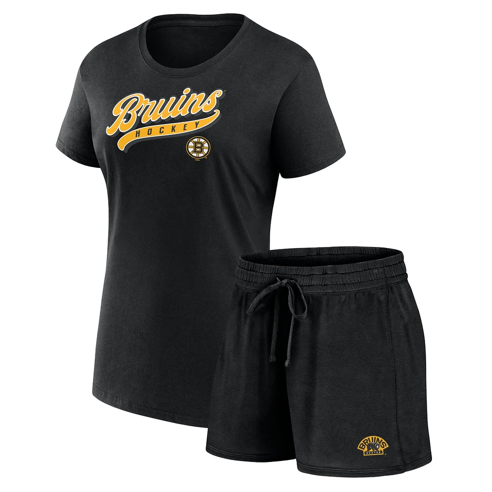 Women's Fanatics Boston Bruins Start to Finish T-Shirt & Shorts Combo Pack