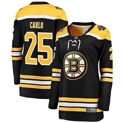 Maillot de joueur échappé des Bruins Boston Fanatics Brandon Carlo noir pour femmes