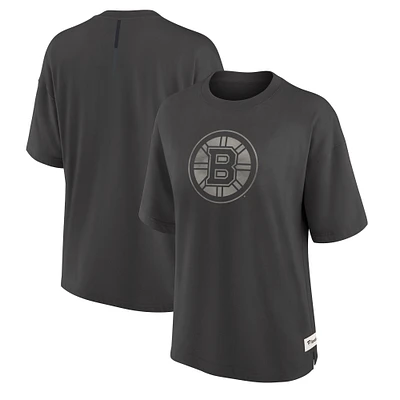 Women's Fanatics Charcoal Boston Bruins Oversized Elements Raw Edge Future Ground T-Shirt