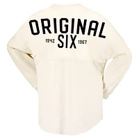 Women's Fanatics  Cream Boston Bruins Original Six Lace-Up Spirit Jersey Long Sleeve T-Shirt