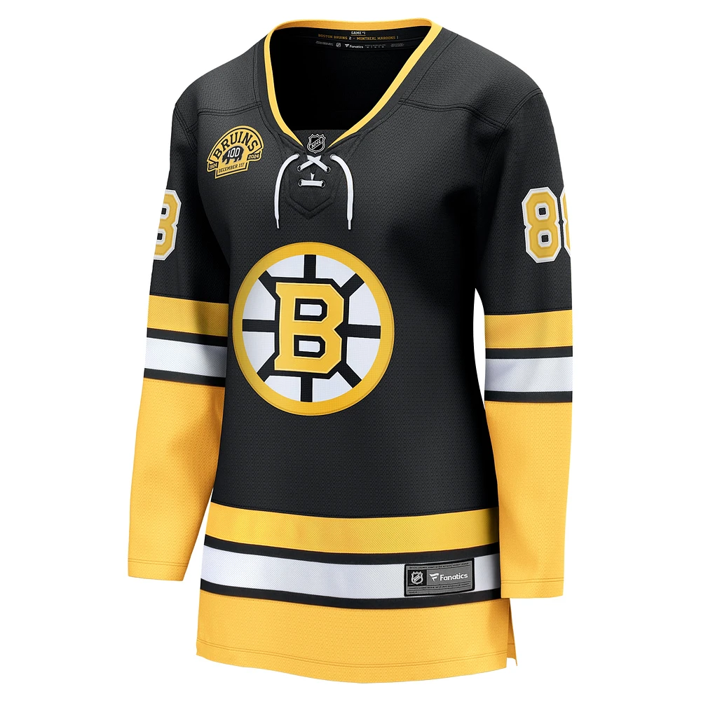 Maillot de joueur première division des Bruins Boston 100e anniversaire Fanatics David Pastrnak noir pour femmes