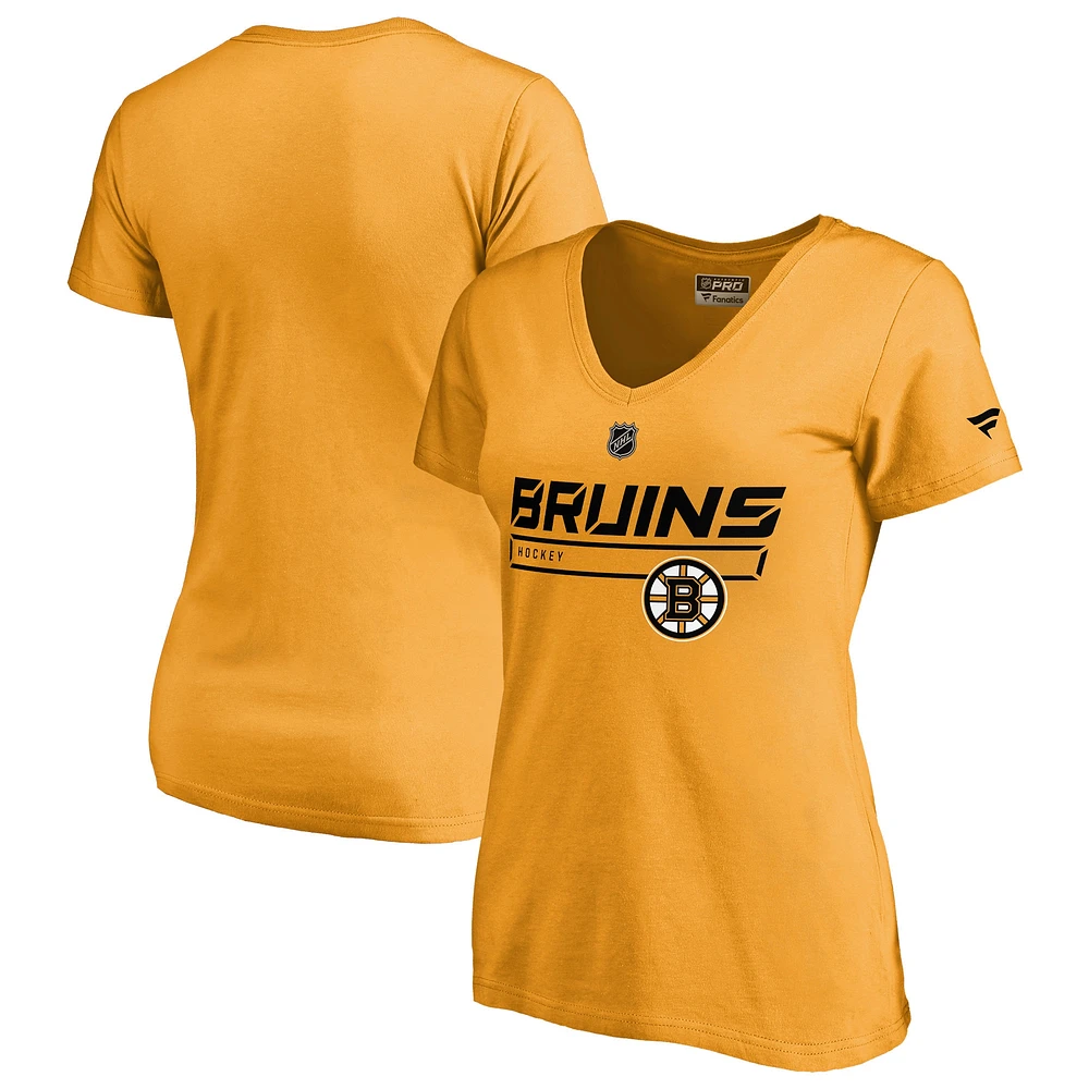 Women's Fanatics Gold Boston Bruins Authentic Pro Prime T-Shirt