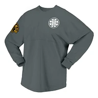 T-shirt gris en jersey Spirit du 100e anniversaire des Bruins de Boston Fanatics pour femmes