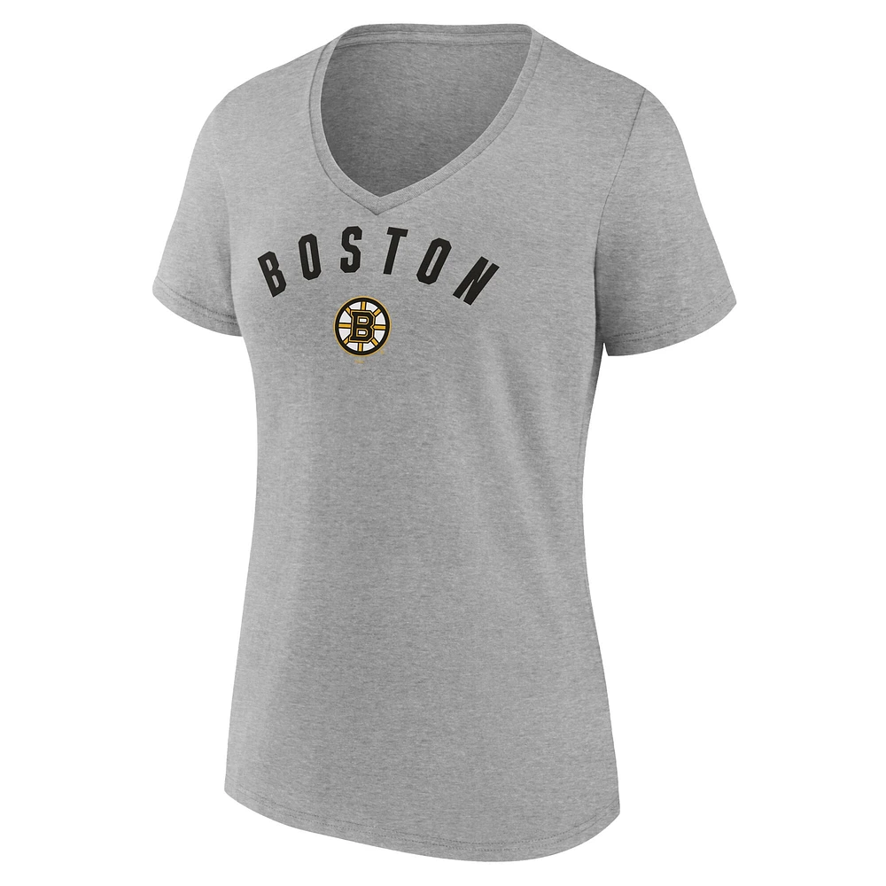 Women's Fanatics Gray Boston Bruins V-Neck T-Shirt