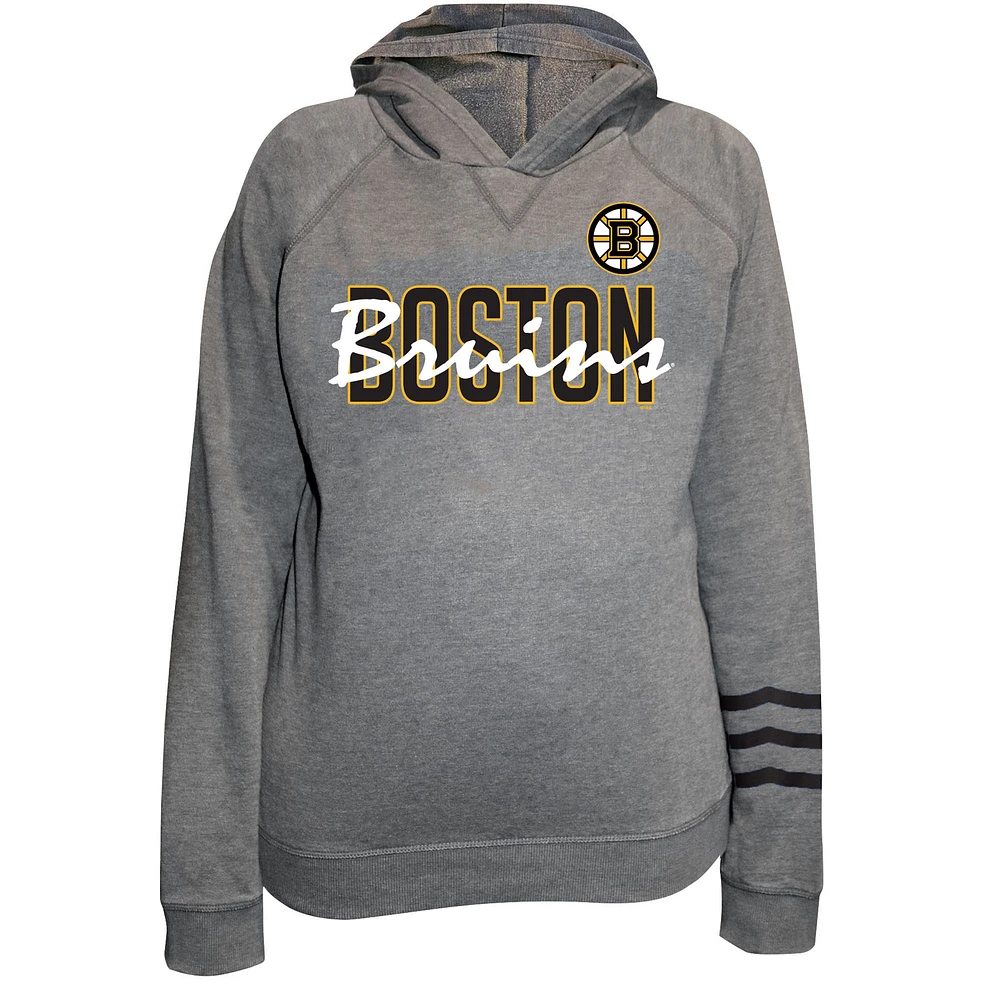 Sweat à capuche en polaire léger taille plus Fanatics Heather Grey Boston Bruins pour femmes