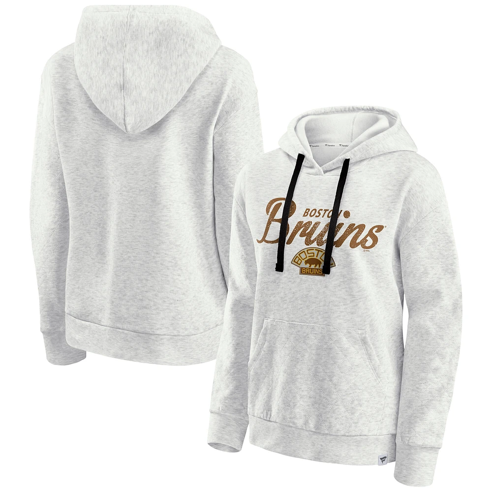 Women's Fanatics  Oatmeal Boston Bruins True Classics Quilted Pullover Hoodie