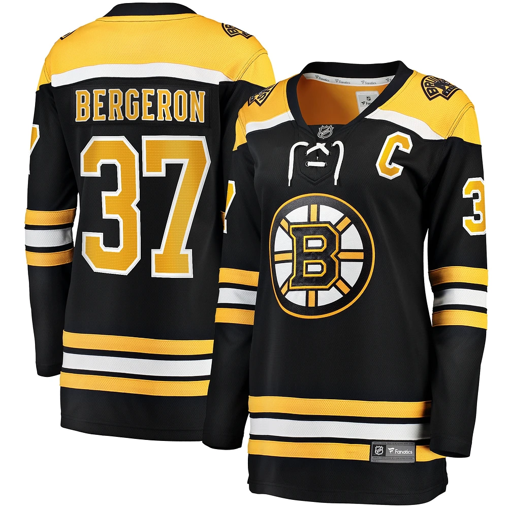 Fanatics pour femmes Patrice Bergeron Noir Boston Bruins Captain Patch Home Breakaway Maillot