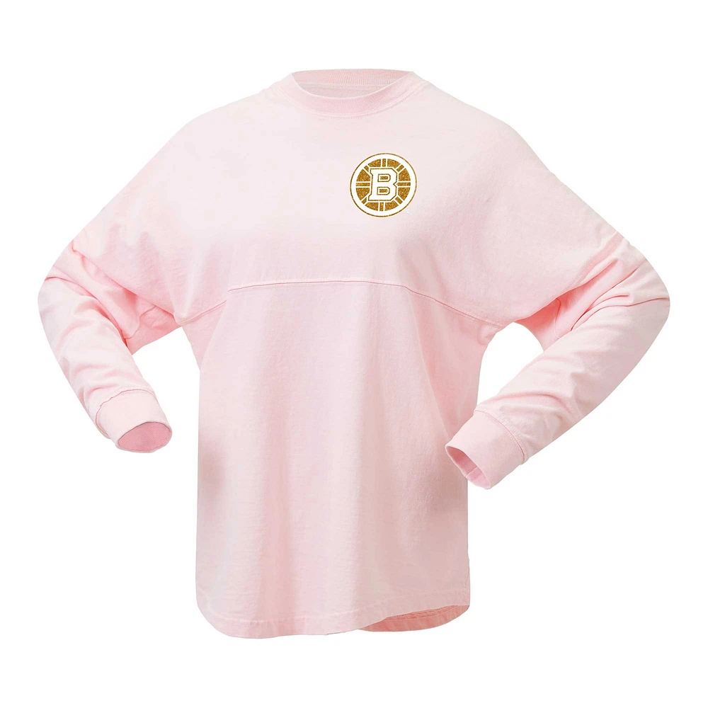 Women's Fanatics Pink Boston Bruins Spirit Jersey Long Sleeve T-Shirt