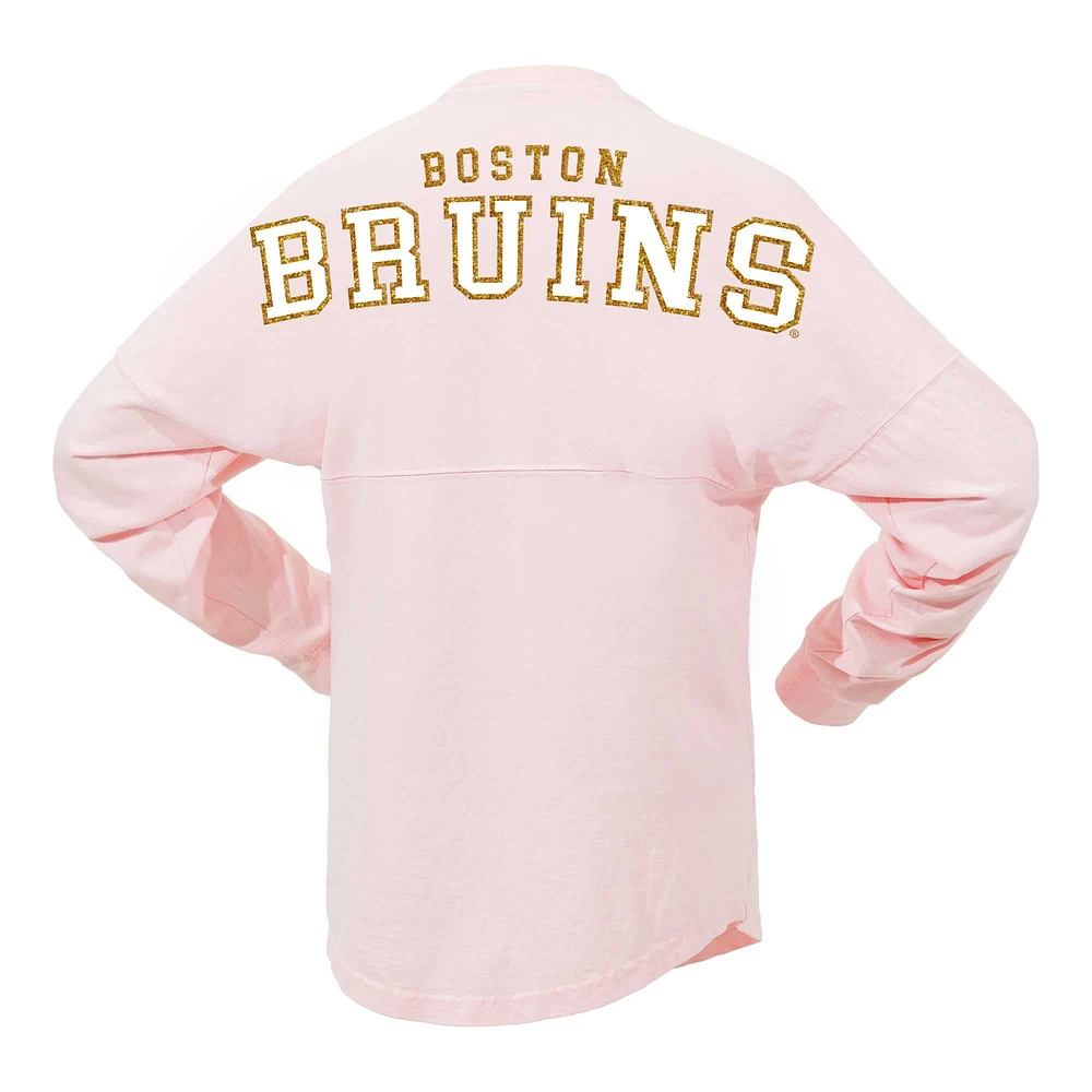 Women's Fanatics Pink Boston Bruins Spirit Jersey Long Sleeve T-Shirt