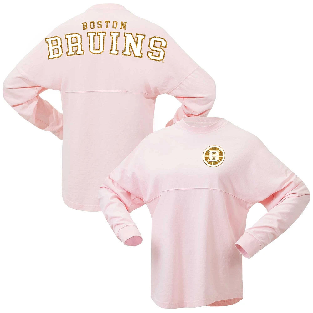 Women's Fanatics Pink Boston Bruins Spirit Jersey Long Sleeve T-Shirt