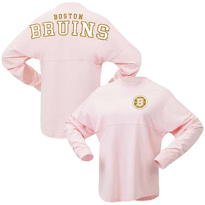 T-shirt à manches longues en jersey rose Fanatics Boston Bruins Spirit pour femmes