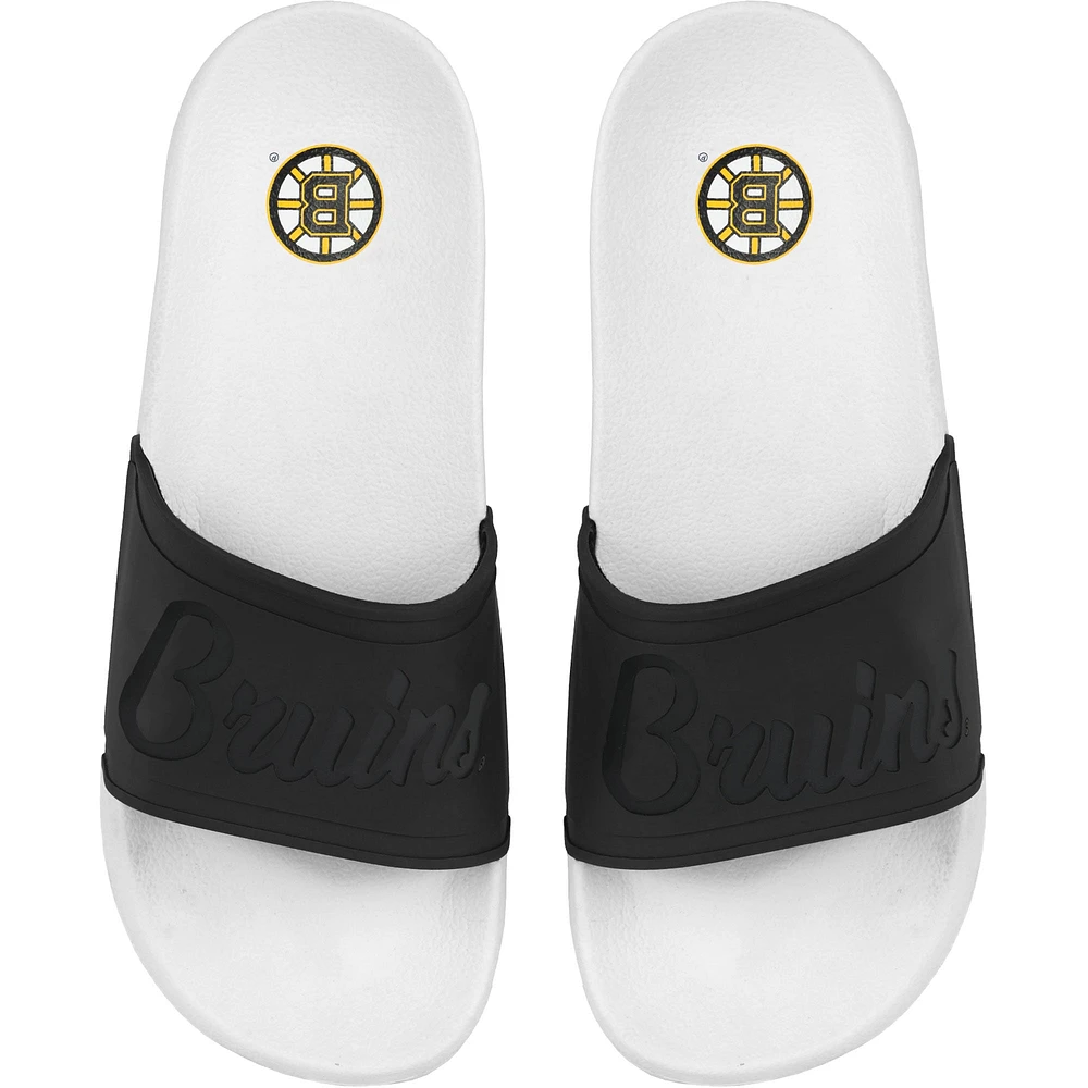 Women's FOCO Boston Bruins Script Wordmark Slide Sandals