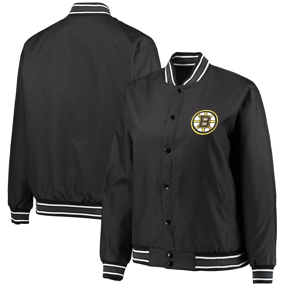 Women's JH Design Black Boston Bruins Plus Front Hit Full-Snap Jacket