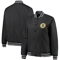 Women's JH Design Black Boston Bruins Plus Front Hit Full-Snap Jacket