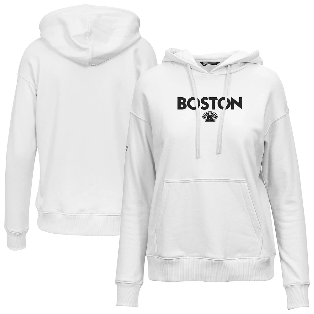 Women's Levelwear  White Boston Bruins Adorn City Capsule Pullover Hoodie