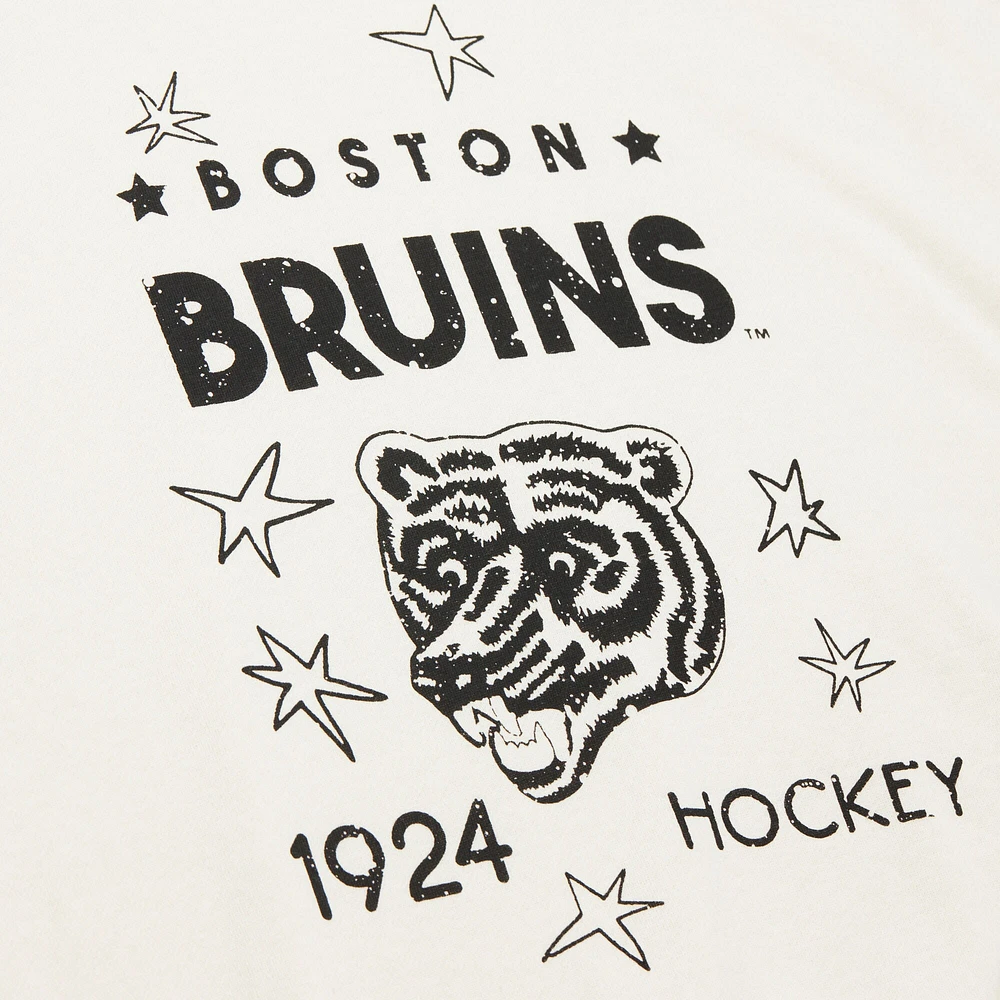 Women's Mitchell & Ness  Cream Boston Bruins Logo 3.0 Pullover Sweatshirt