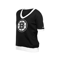 Women's New Era Black Boston Bruins Game Day Rhinestuds T-Shirt