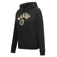 Women's Pro Standard Black Boston Bruins Classic Chenille Pullover Hoodie