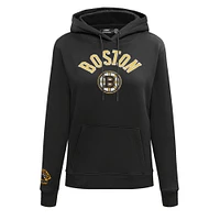 Women's Pro Standard Black Boston Bruins Classic Chenille Pullover Hoodie