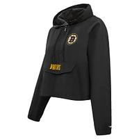 Coupe-vent court classique à demi-zip Pro Standard pour femmes, noir des Bruins de Boston