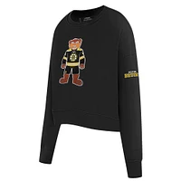 Sweat-shirt à col rond avec mascotte des Bruins de Boston noir Pro Standard pour femmes